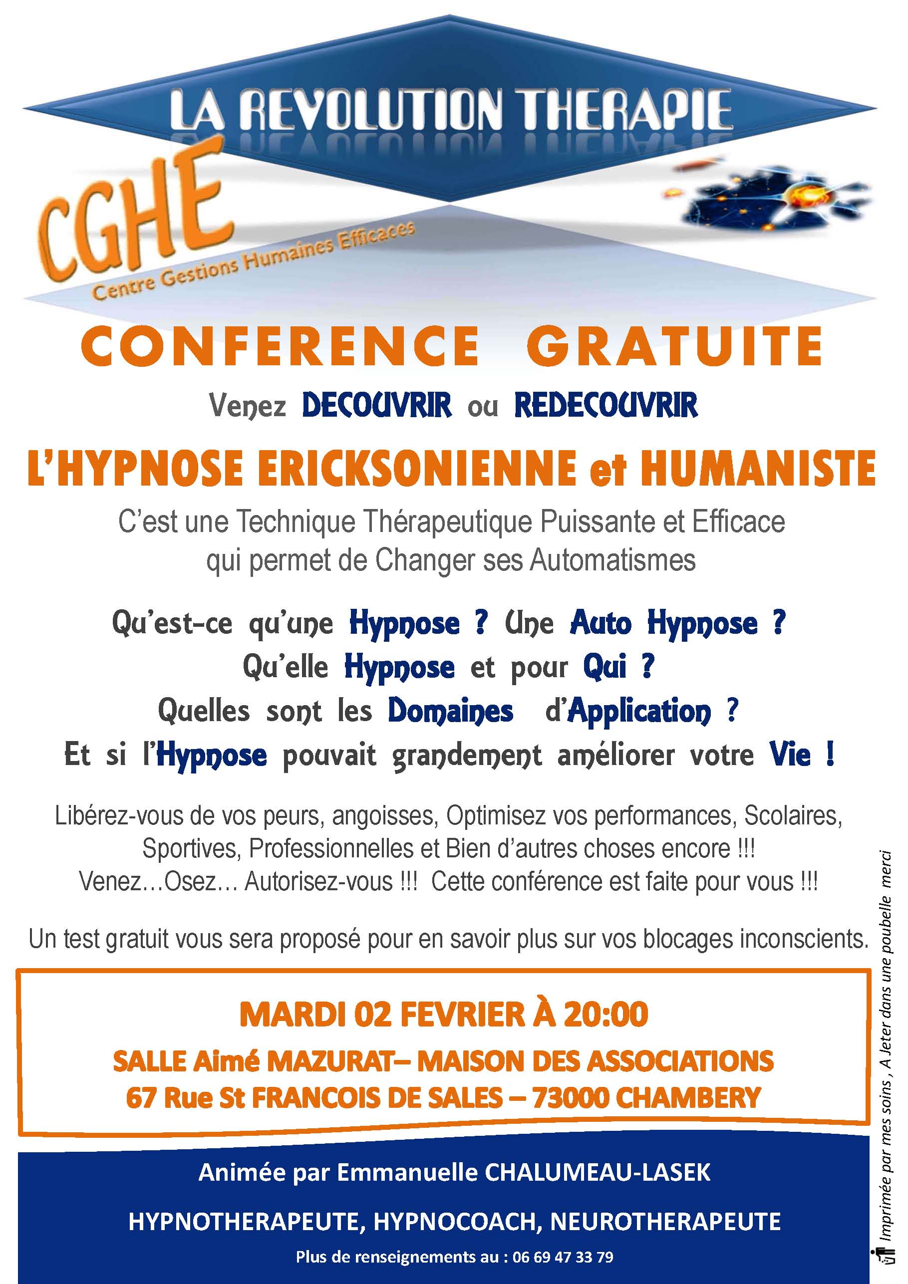 Affiche Conférence Hypnose